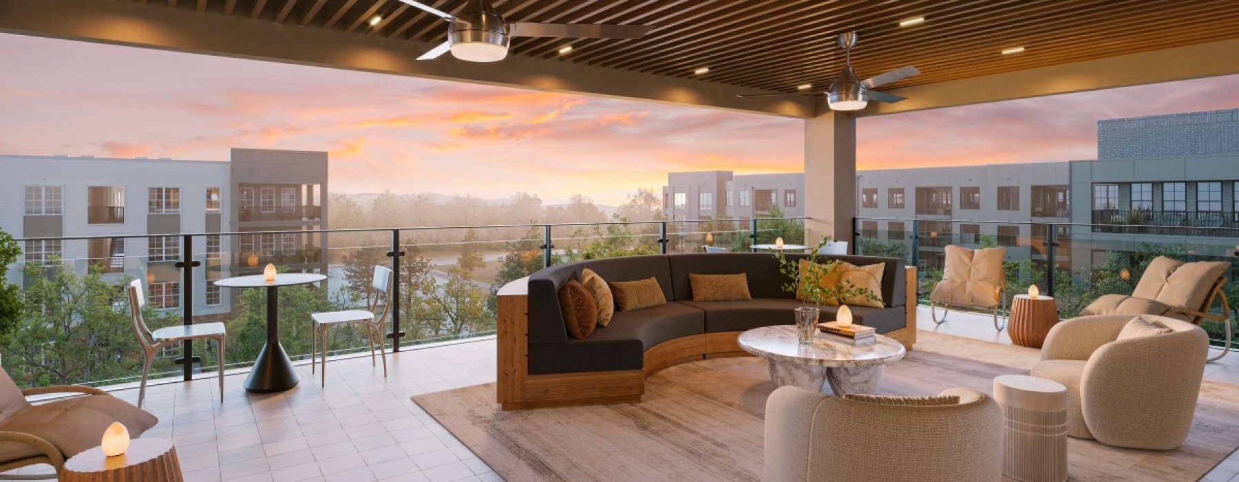Elegant rooftop terrace at our luxury Hapveville, GA apartments